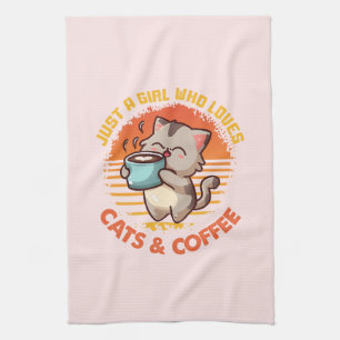 Bara en flicka som Kärlek Katt och kaffe Kökshandduk