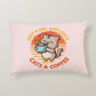 Bara en flicka som Kärlek Katt och kaffe Prydnadskudde