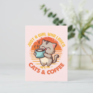 Bara en flicka som Kärlek Katt och kaffe Vykort