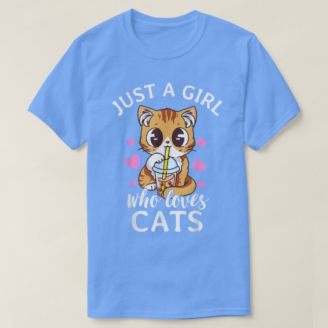 Bara en flicka som Kärlek kattar Bubble Tea Tapioc T Shirt (Design framsida)