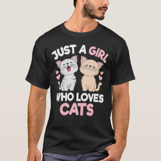 Bara en flicka som Kärlek kattar Cute Cat Kärlek T Shirt