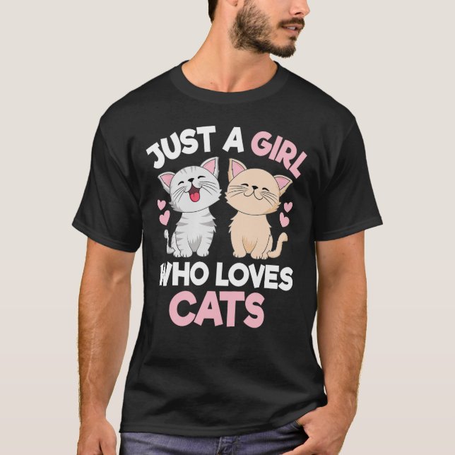 Bara en flicka som Kärlek kattar Cute Cat Kärlek T Shirt (Framsida)