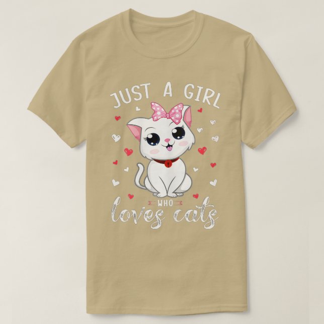 Bara en flicka som Kärlek kattar Cute Cat Lover Gi T Shirt (Design framsida)