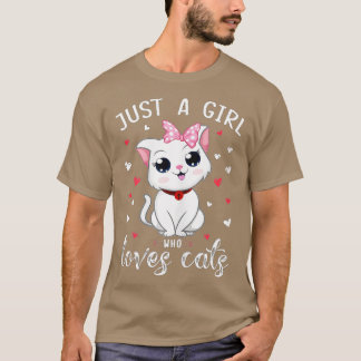 Bara en flicka som Kärlek kattar Cute Cat Lover Gi T Shirt