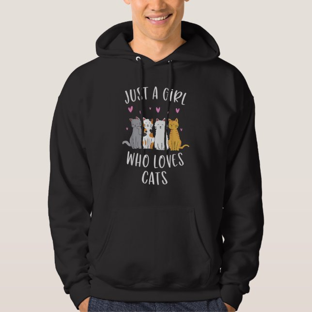 Bara en flicka som Kärlek kattar Cute Cat Lover Hoodie (Framsida)