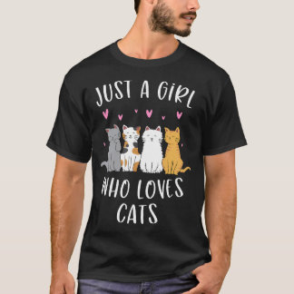 Bara en flicka som Kärlek kattar Cute Cat Lover T Shirt