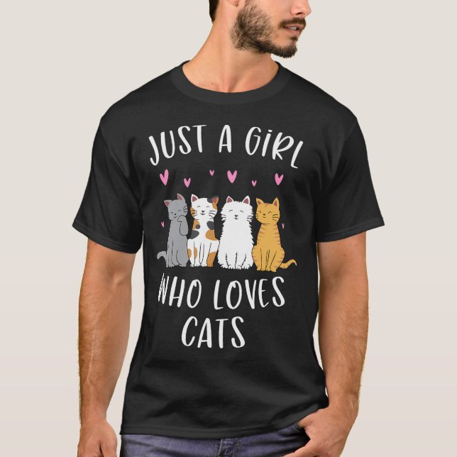 Bara en flicka som Kärlek kattar Cute Cat Lover T Shirt (Framsida)