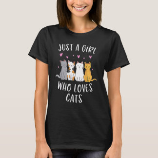 Bara en flicka som Kärlek kattar Cute Cat Lover T Shirt