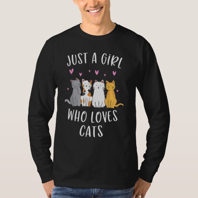 Bara en flicka som Kärlek kattar Cute Cat Lover T Shirt (Framsida)