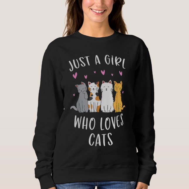 Bara en flicka som Kärlek kattar Cute Cat Lover T Shirt (Framsida)