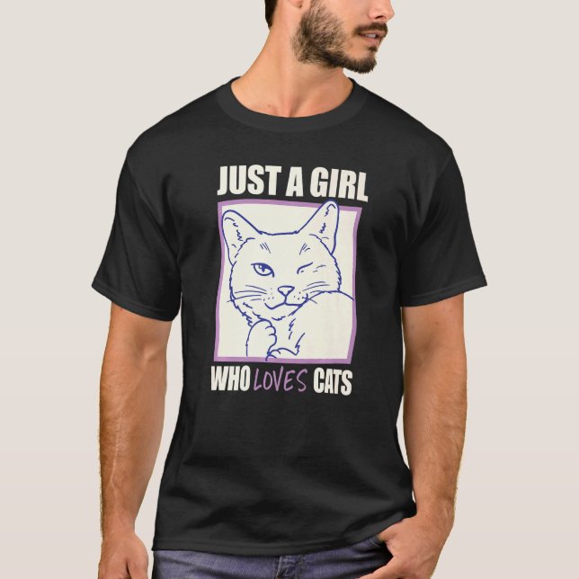 Bara en flicka som Kärlek kattar Cute Cat Mamma Äl T Shirt (Framsida)