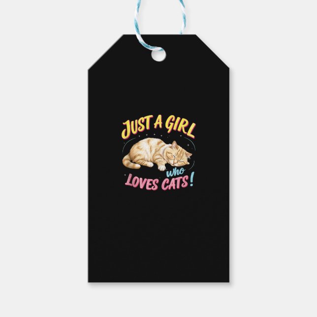 Bara en flicka som Kärlek kattar Cute Kattunge Äls Presentetikett (Framsidan)