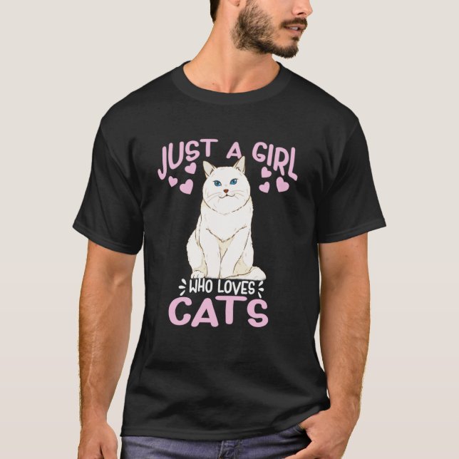 Bara en flicka som Kärlek kattar Cute White Ragdol T Shirt (Framsida)