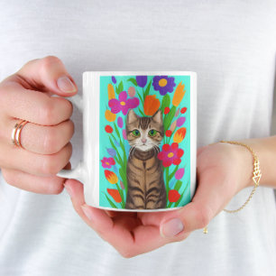 Bara en flicka som Kärlek kattar Folkart Kaffemugg