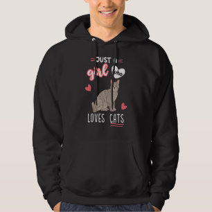 Bara en flicka som Kärlek kattar Grått Tabby katt Hoodie