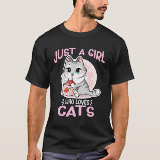 Bara en flicka som Kärlek kattar kutt Anime Strawb T Shirt