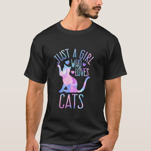 Bara en flicka som Kärlek kattar pastel Galaxy Cat T Shirt (Framsida)