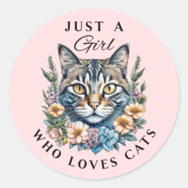 Bara en flicka som Kärlek kattar Runt Klistermärke