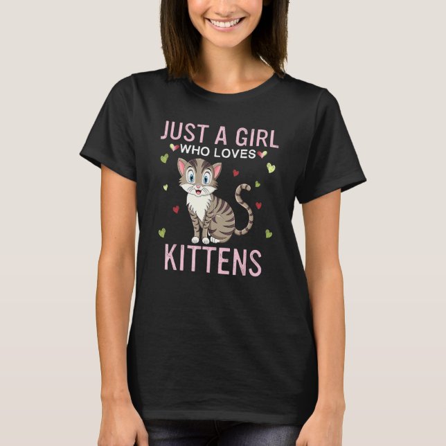 Bara en flicka som Kärlek Kittens Cute Women Girls T Shirt (Framsida)