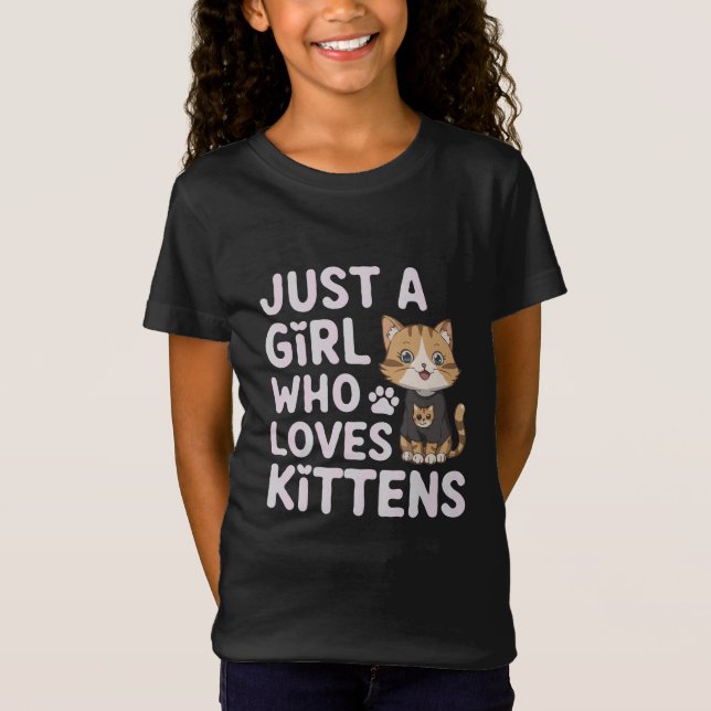 Bara en flicka som Kärlek Kittens Loely Kawaii Cat T Shirt (Framsida)