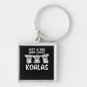 Bara en flicka som Kärlek Koalas presenterar Koala Fyrkantig Silverfärgad Nyckelring