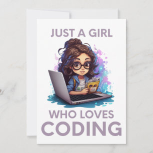 Bara en flicka som Kärlek kodar Geek Kodning Kvinn Inbjudningar
