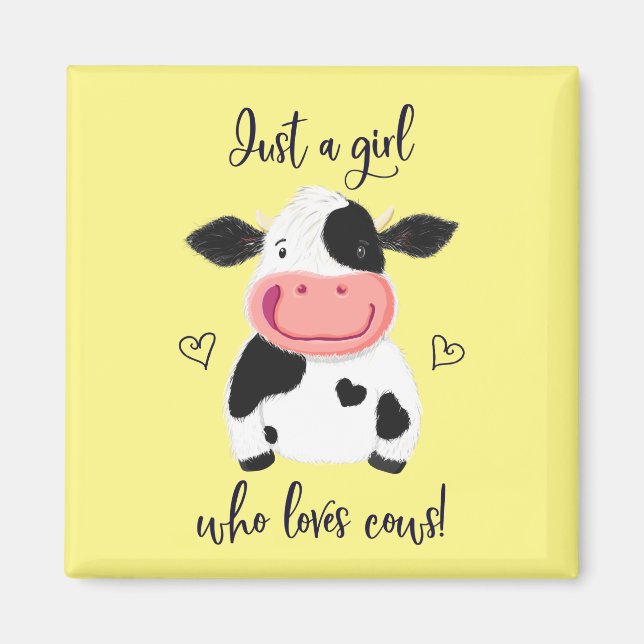 Bara en flicka som Kärlek Kor! Hearts och Holstein Magnet (Framsidan)