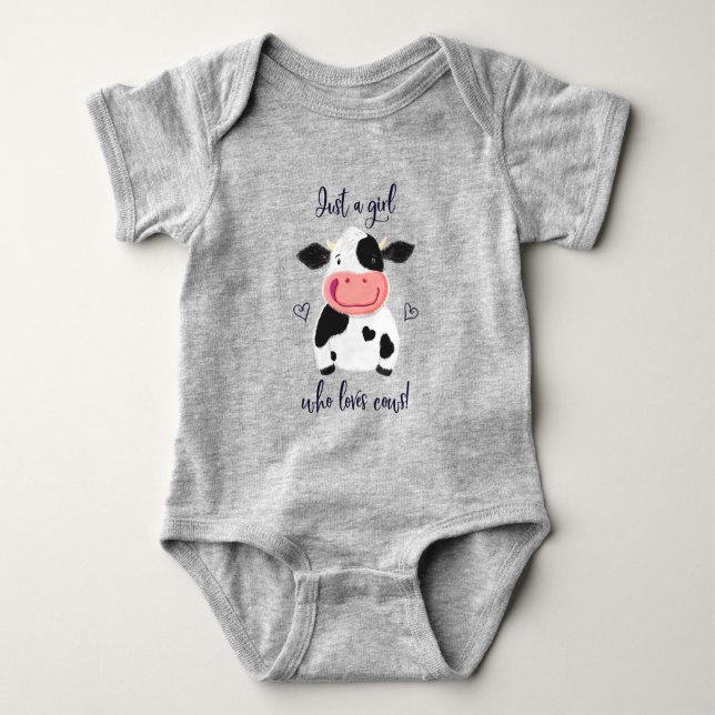 Bara en flicka som Kärlek Kor! Hearts och Holstein T Shirt (Framsida)