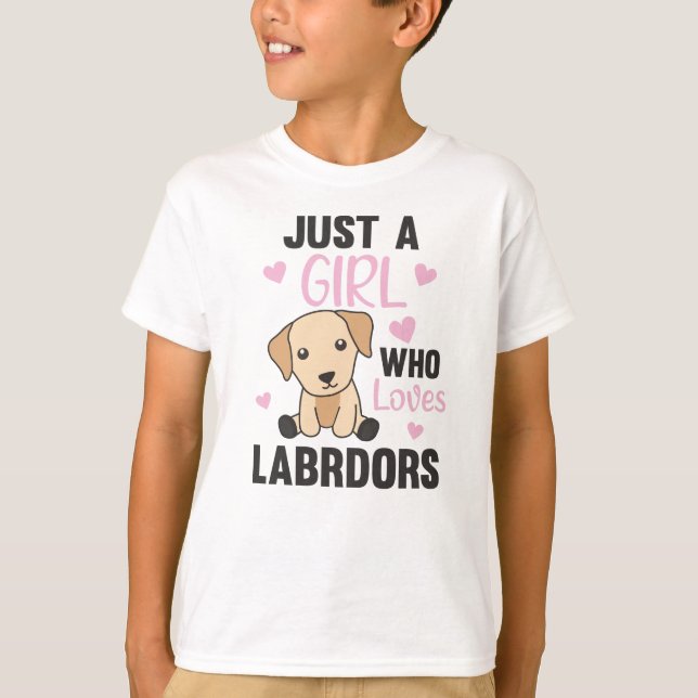 Bara en flicka som Kärlek Labrador Hundar Cute Ani T Shirt (Framsida)