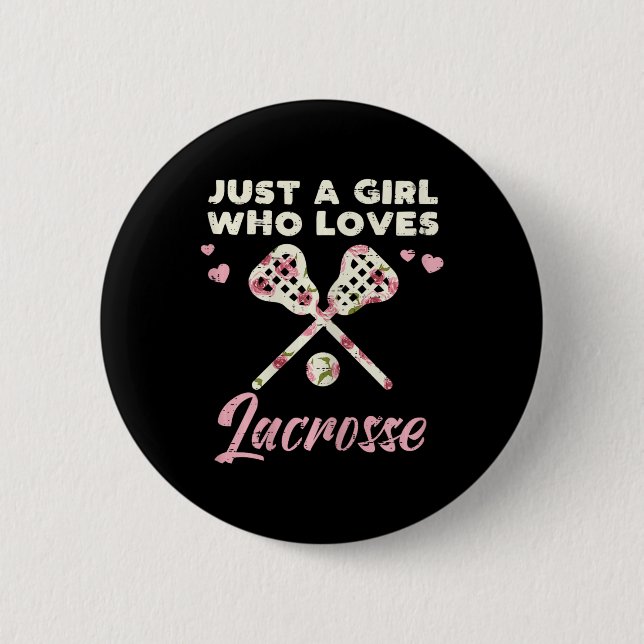 Bara en flicka som Kärlek Lacrosse Lax Player Goal Knapp (Framsida)