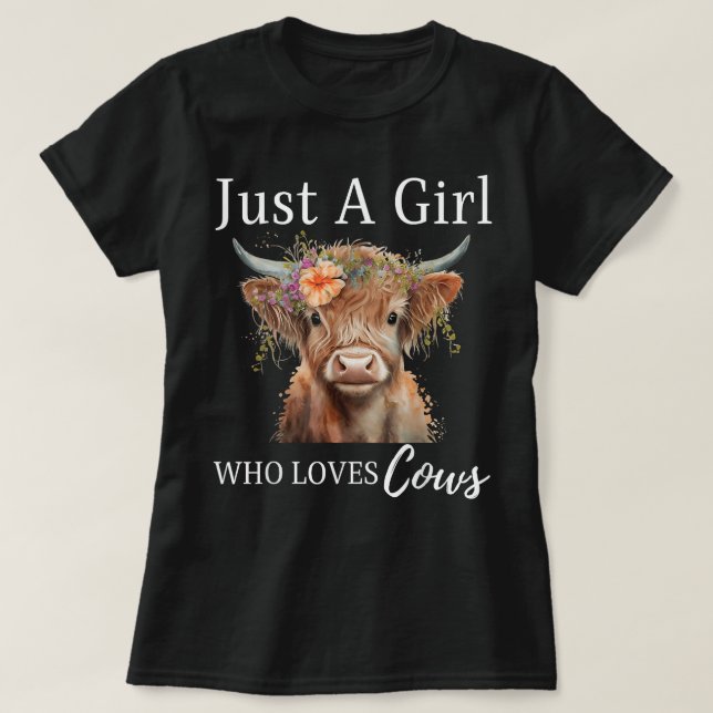 Bara en flicka som Kärlek lägger högland Boho Cow T Shirt (Design framsida)