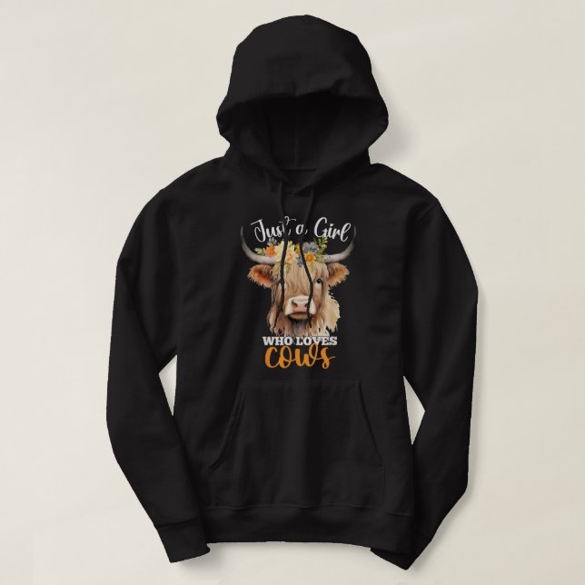 Bara en flicka som Kärlek lägger skotsk högland Co Hoodie (Design framsida)