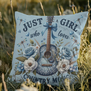 Bara en flicka som Kärlek Land Music Blommigt Pill Kudde