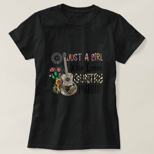 Bara en flicka som Kärlek Land Music Western Guita T Shirt (Design framsida)
