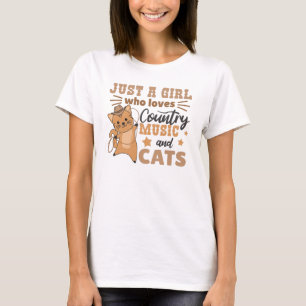 Bara en flicka som Kärlek Land Musik och katter T Shirt