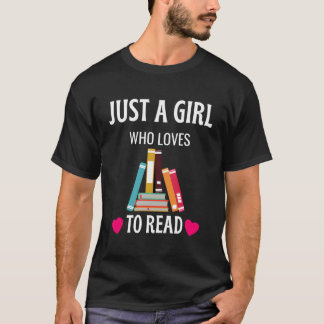 Bara en flicka som Kärlek läser Shirt Cute Bok Mas T Shirt
