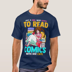 Bara en flicka som Kärlek läser Tecknader med sina T Shirt