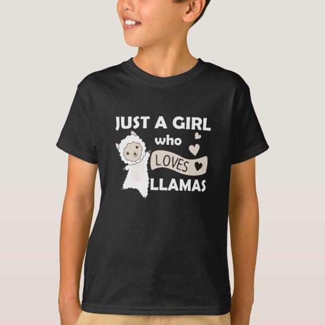 Bara en flicka som Kärlek Llamas Cute Animals T Shirt (Framsida)