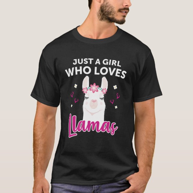 Bara en flicka som Kärlek Llamas Llama Heart Alpac T Shirt (Framsida)