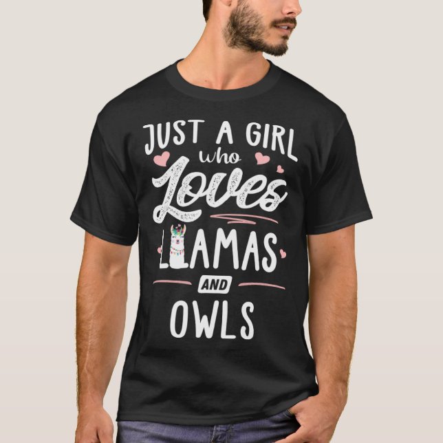 Bara en flicka som Kärlek Llamas och Uggla Llama T Shirt (Framsida)