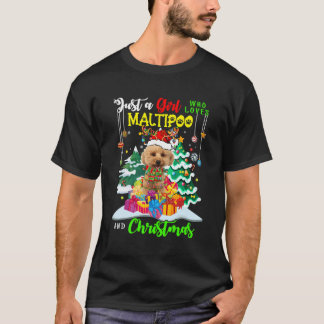 Bara en flicka som Kärlek Maltipoo och jultomten T Shirt
