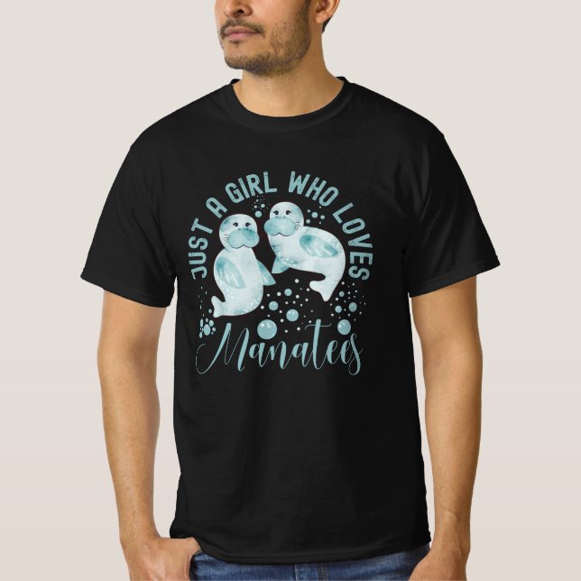 Bara en flicka som Kärlek Manatees Cute T Shirt (Framsida)