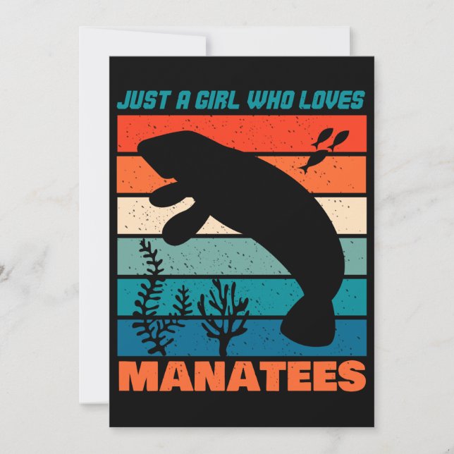Bara en flicka som Kärlek Manatees Retro Animal Inbjudningar (Framsida)