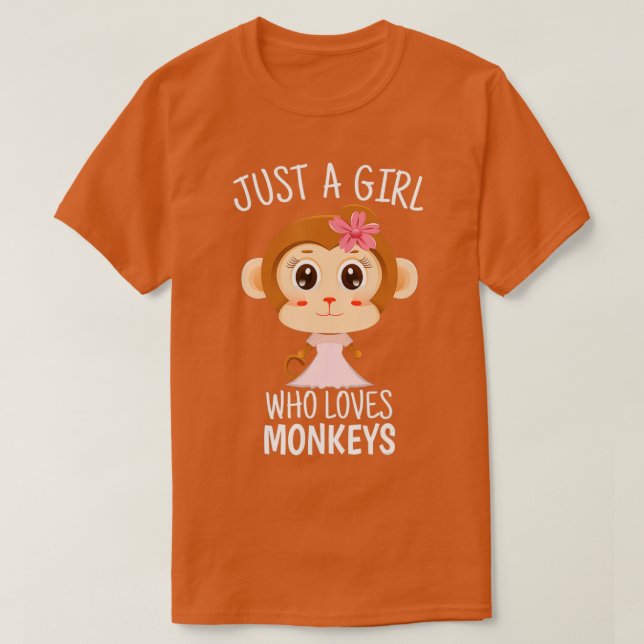 Bara en flicka som Kärlek Monkey Cute Monkey Älska T Shirt (Design framsida)