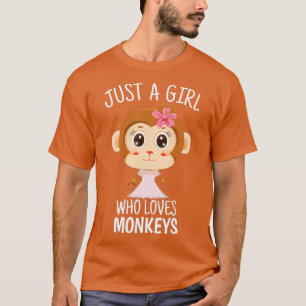 Bara en flicka som Kärlek Monkey Cute Monkey Älska T Shirt