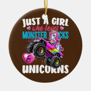 Bara en flicka som Kärlek Monster Lastbilar Gift Julgransprydnad Keramik