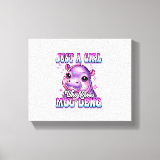Bara en flicka som kärlek Moo Deng Cute Baby hippo Canvastryck