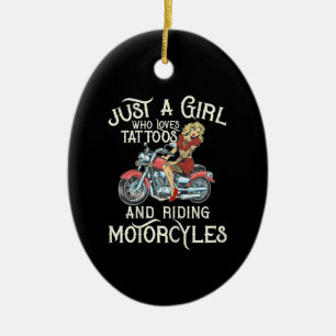 Bara en flicka som Kärlek motorcyklar är duktig Julgransprydnad Keramik