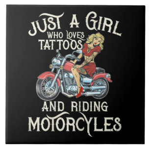 Bara en flicka som Kärlek motorcyklar är en leksak Kakelplatta
