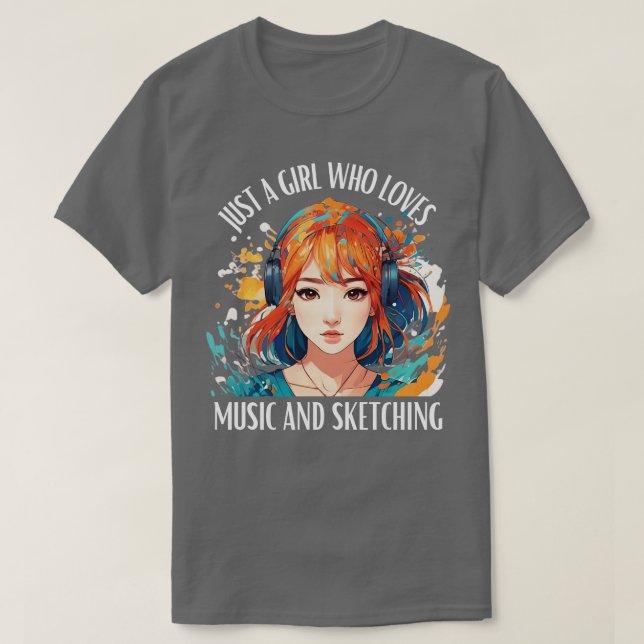 Bara en flicka som Kärlek Music och Sketching T Shirt (Design framsida)